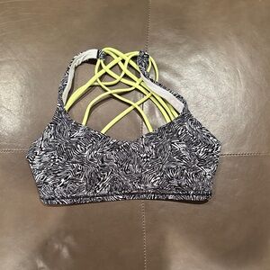lululemon athletica Black and White Sports Bra with Yellow Straps